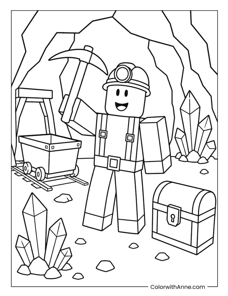 Roblox Miner In Crystal Cave Coloring Page