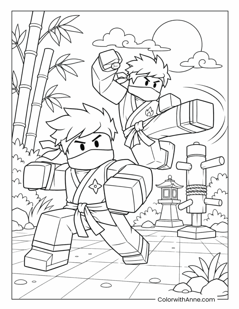 Roblox Ninjas In Bamboo Forest Coloring Page
