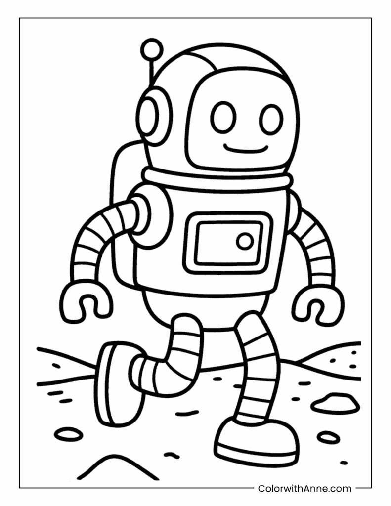 Robot Astronaut on Mars Coloring Page