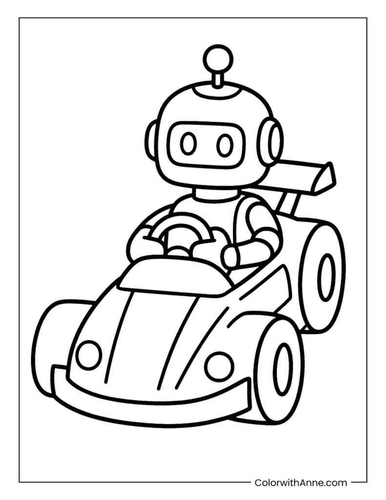 Robot Race Car Driver Coloring Page
