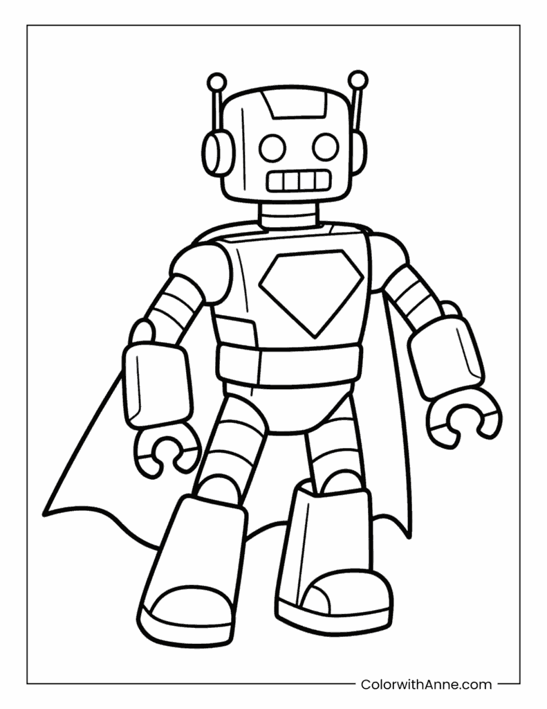 Robot Superhero Coloring Page