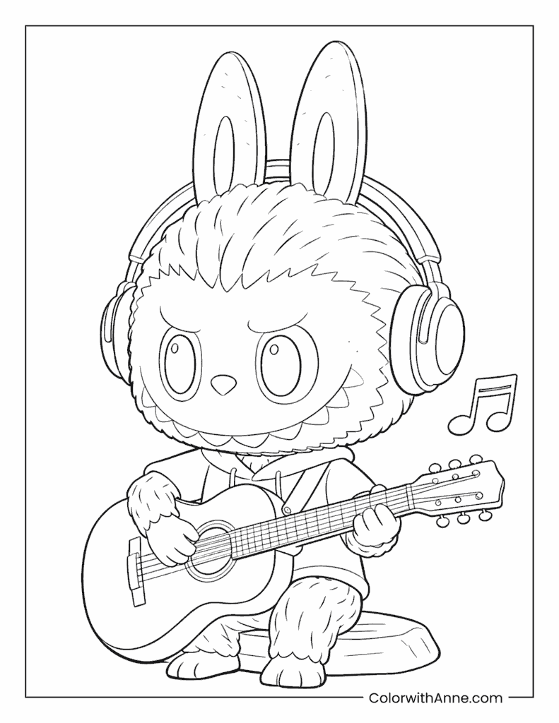 Rock Star Labubu Coloring Page