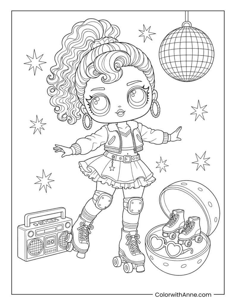 Roller-Disco Surprise Doll with Accessories Coloring Page