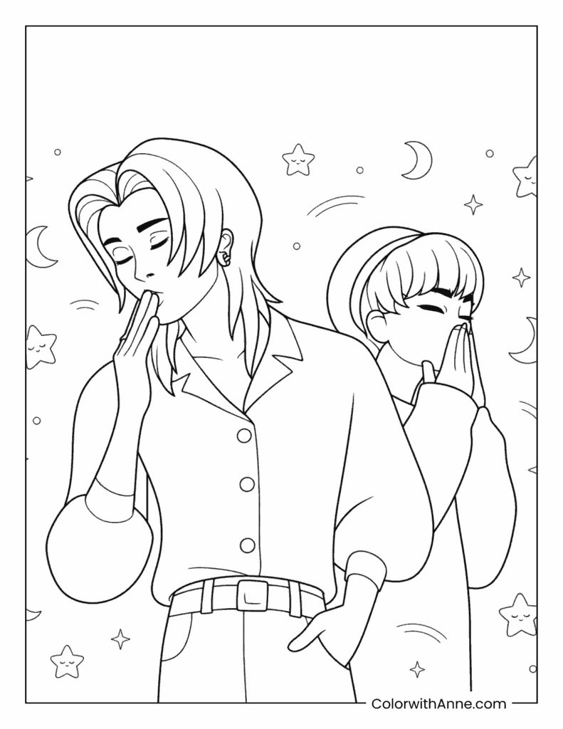Romance and Baby Saja Boys Coloring Page for Girls