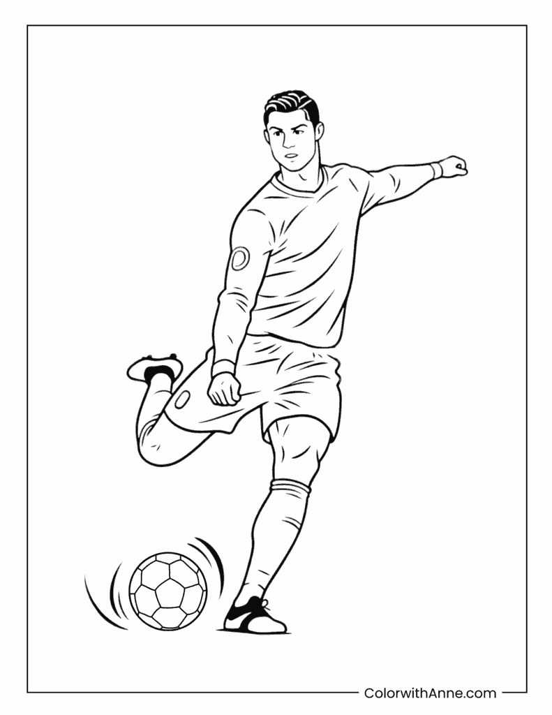 Ronaldo Mid-Kick Coloring Page