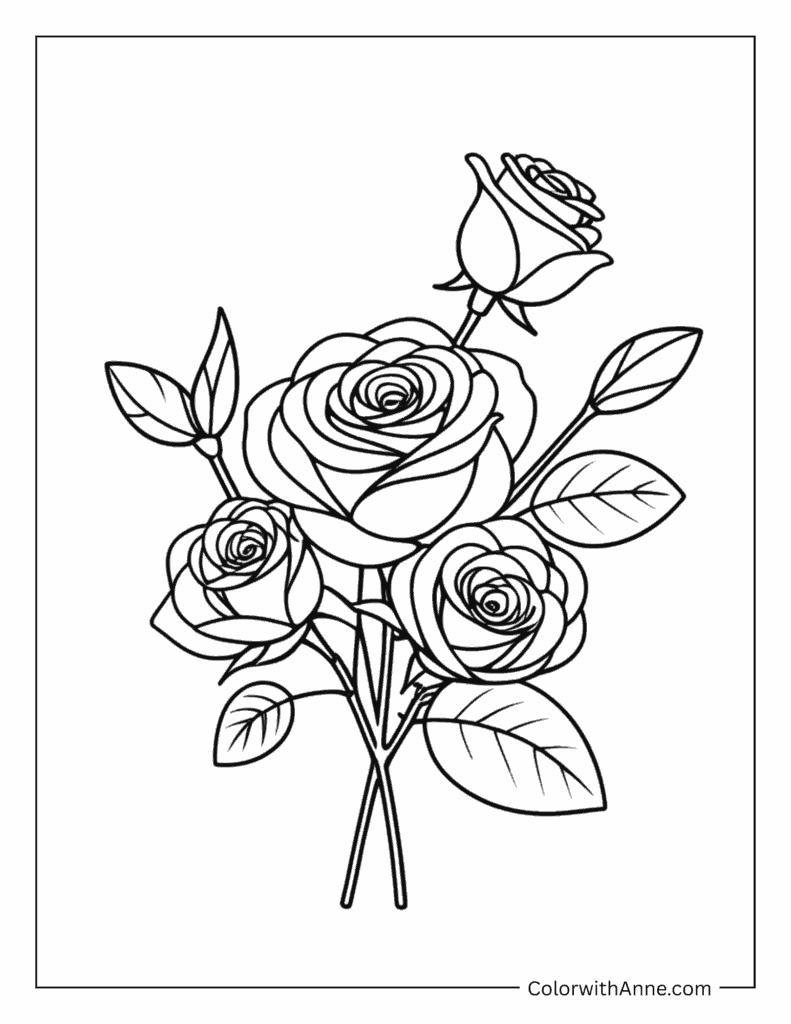 Rose Flower Coloring Page Easy