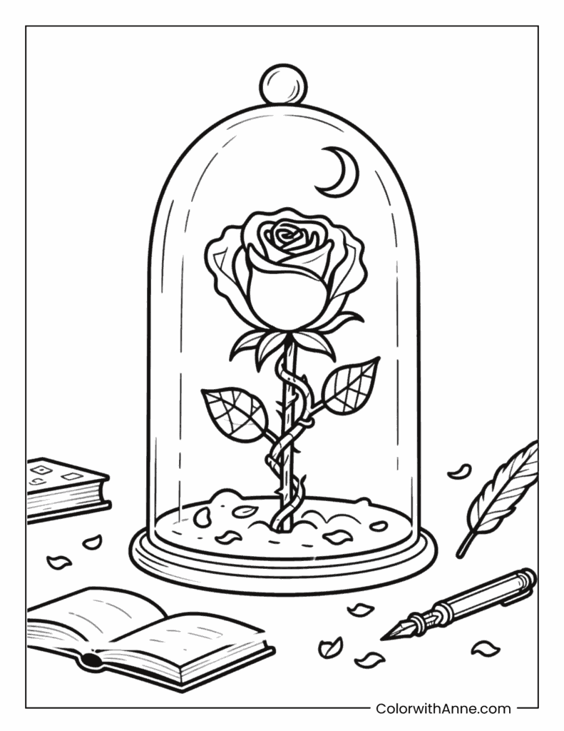 Rose in a Bell Jar Coloring Page