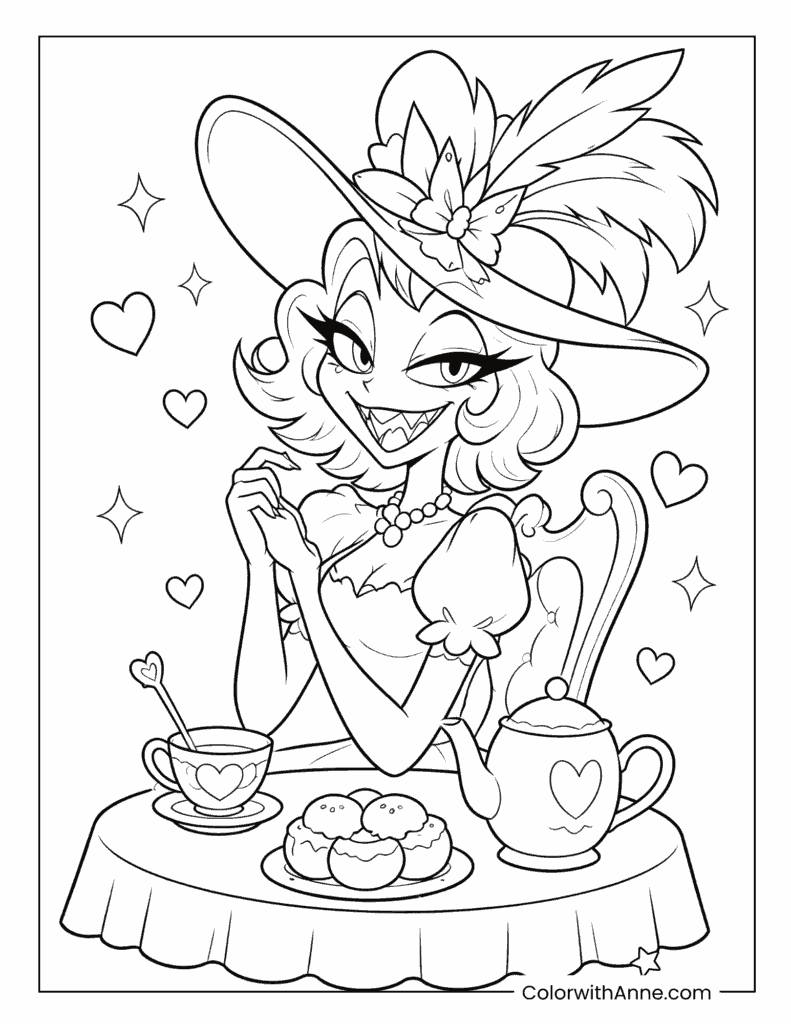Rosie Hosting an Elegant Tea Party Coloring Page
