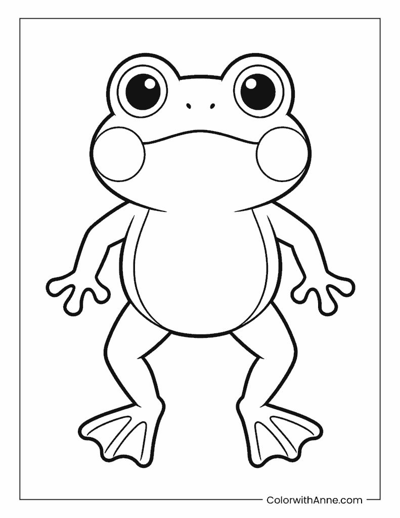 Round-Cheeked Cartoon Frog Coloring Page