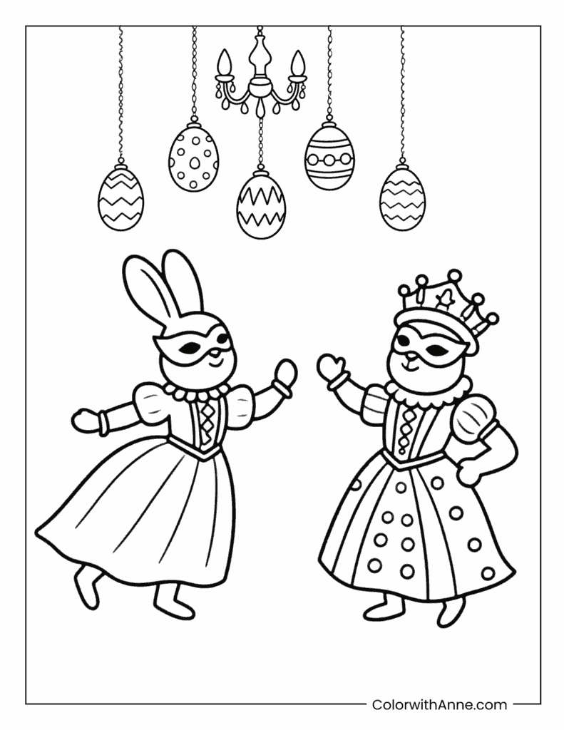 Royal Easter Masquerade Coloring Page
