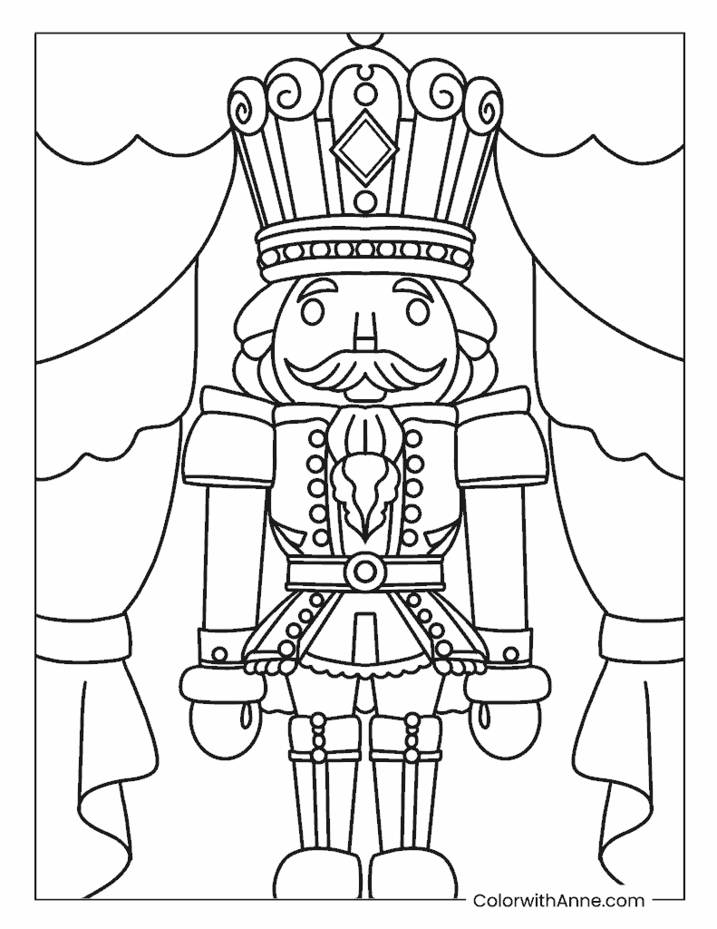Royal Nutcracker with Crown Coloring Page
