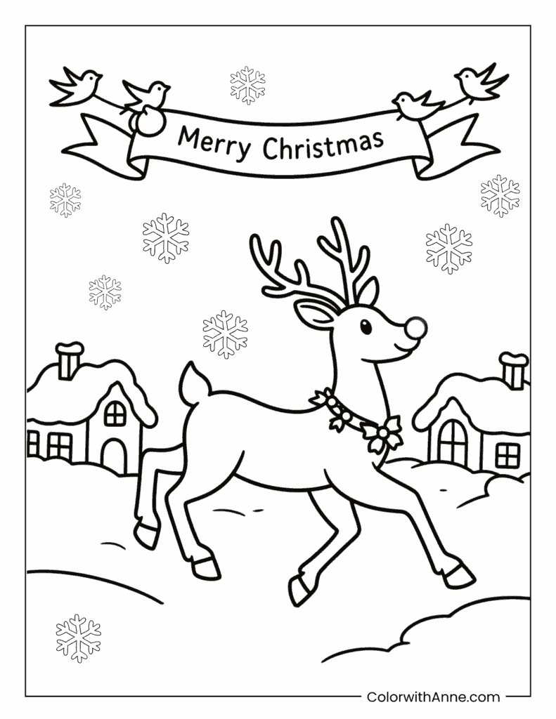 Rudolph Merry Christmas Coloring Page