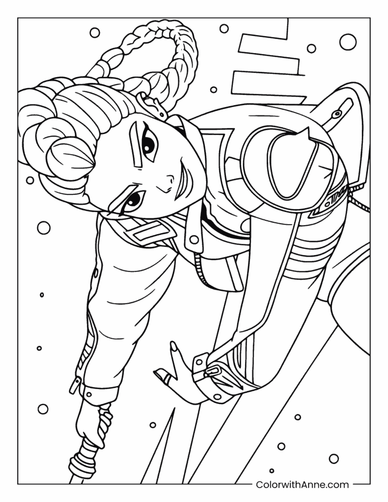 Rumi KPop Demon Hunter Action Pose Coloring Page