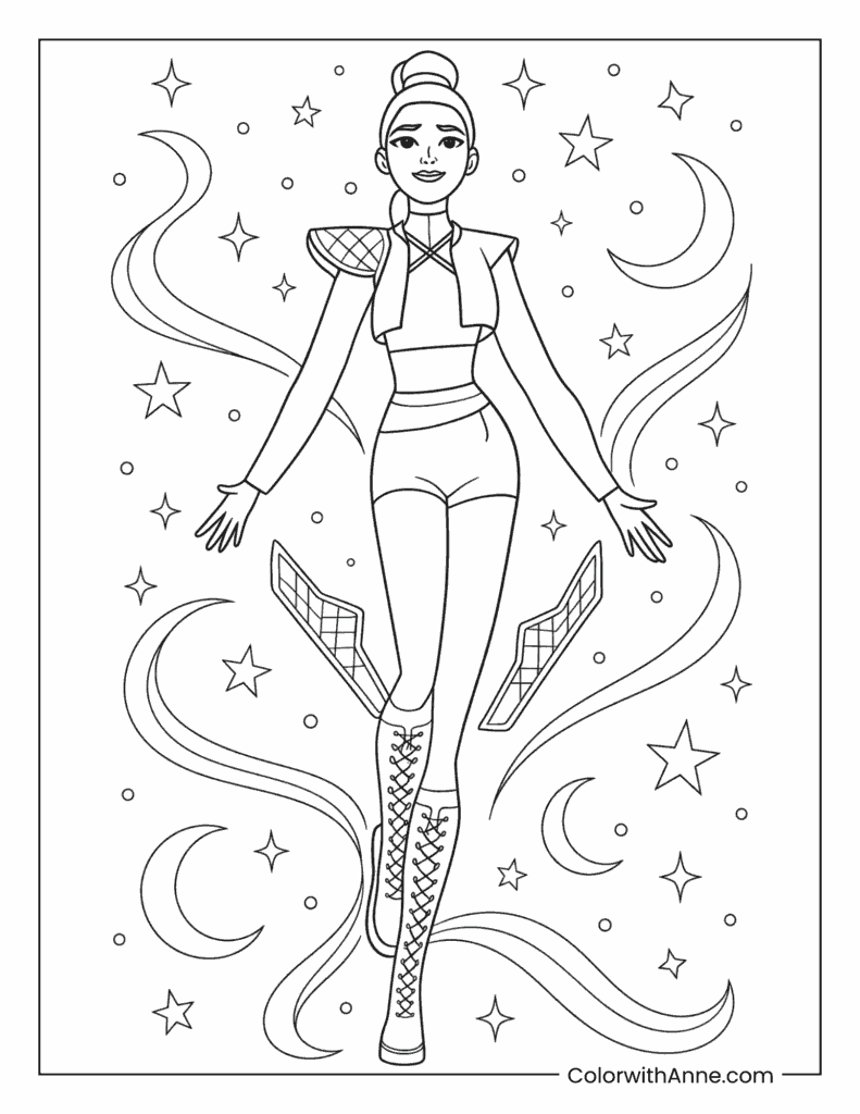 Rumi Starlight Demon Hunter Pose Coloring Page