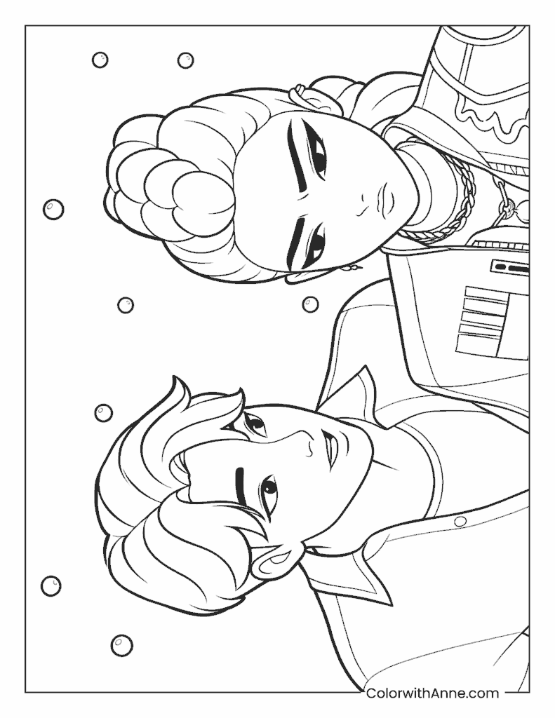 Rumi and Jinu K-Pop Demon Hunters Coloring Page