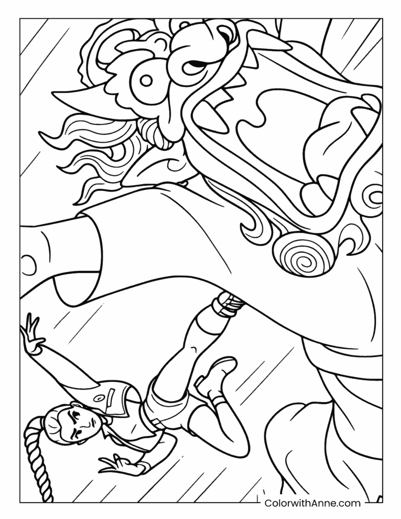 Rumi and the Demon Hunters in an Action Scene Coloring Page
