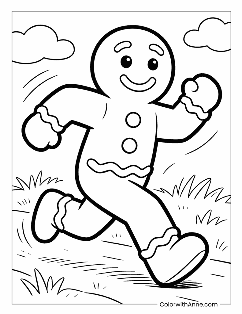 Running Gingerbread Man Coloring Page