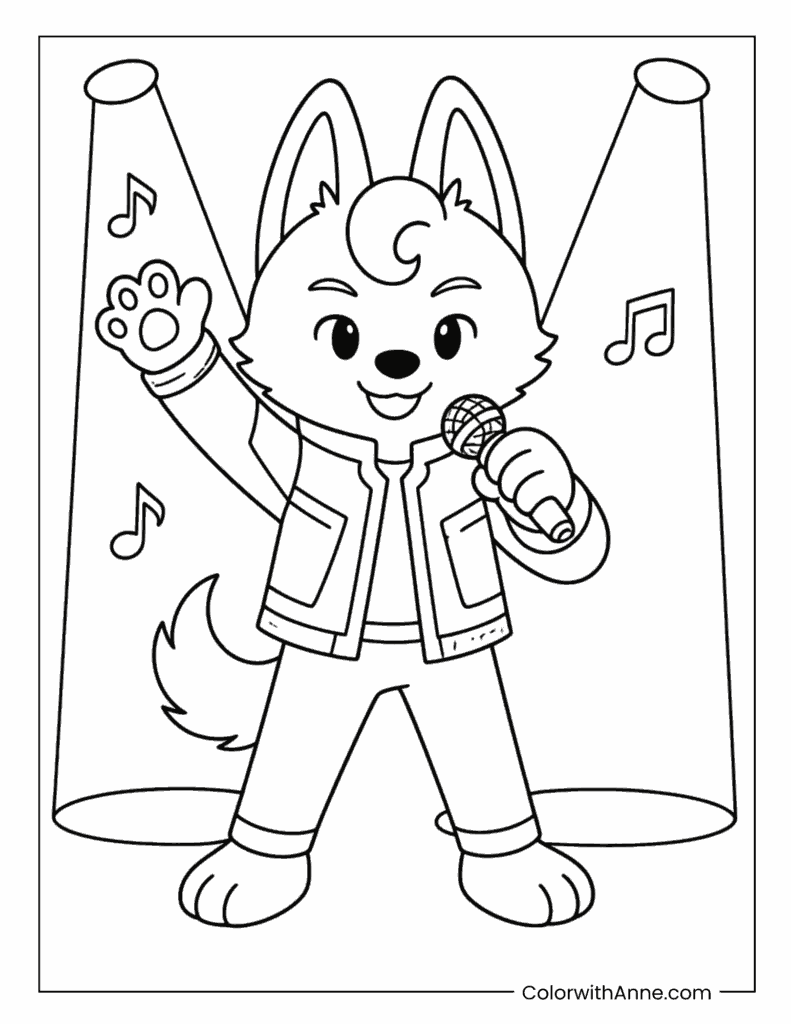 SKZOO Singer Holding Microphone On Stage Coloring Page