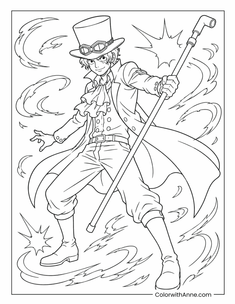 Sabo Revolutionary Army Staff Coloring Page