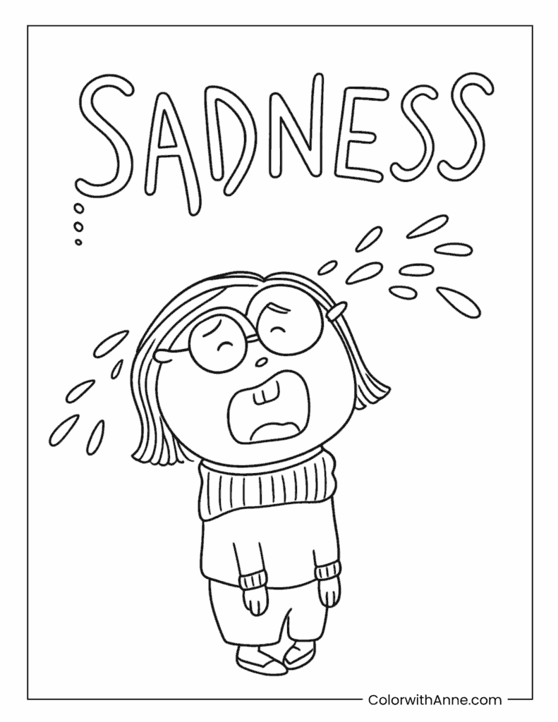 Sadness Crying Moment Inside Out Coloring Page