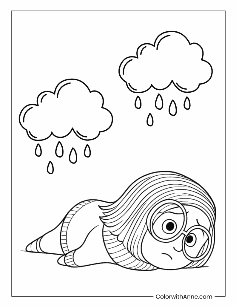 Sadness Rainy Day Mood Inside Out Coloring Page