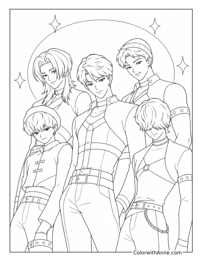 Saja Boys Group Coloring Page