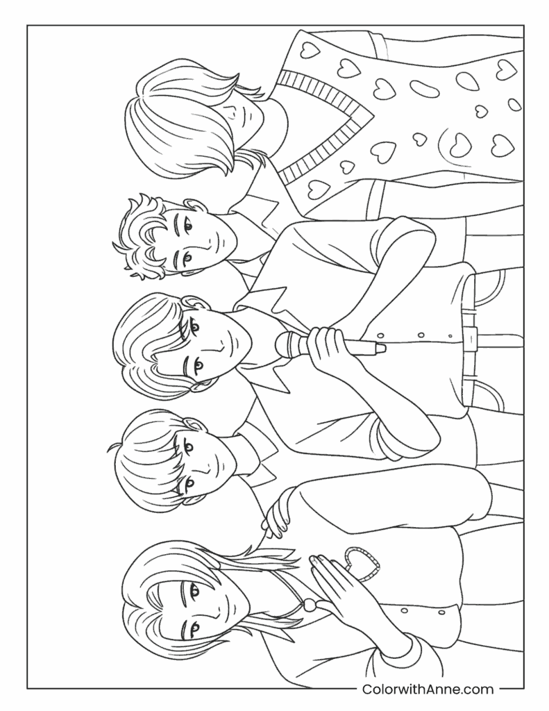 Saja Boys Group Idol Pose Coloring Page
