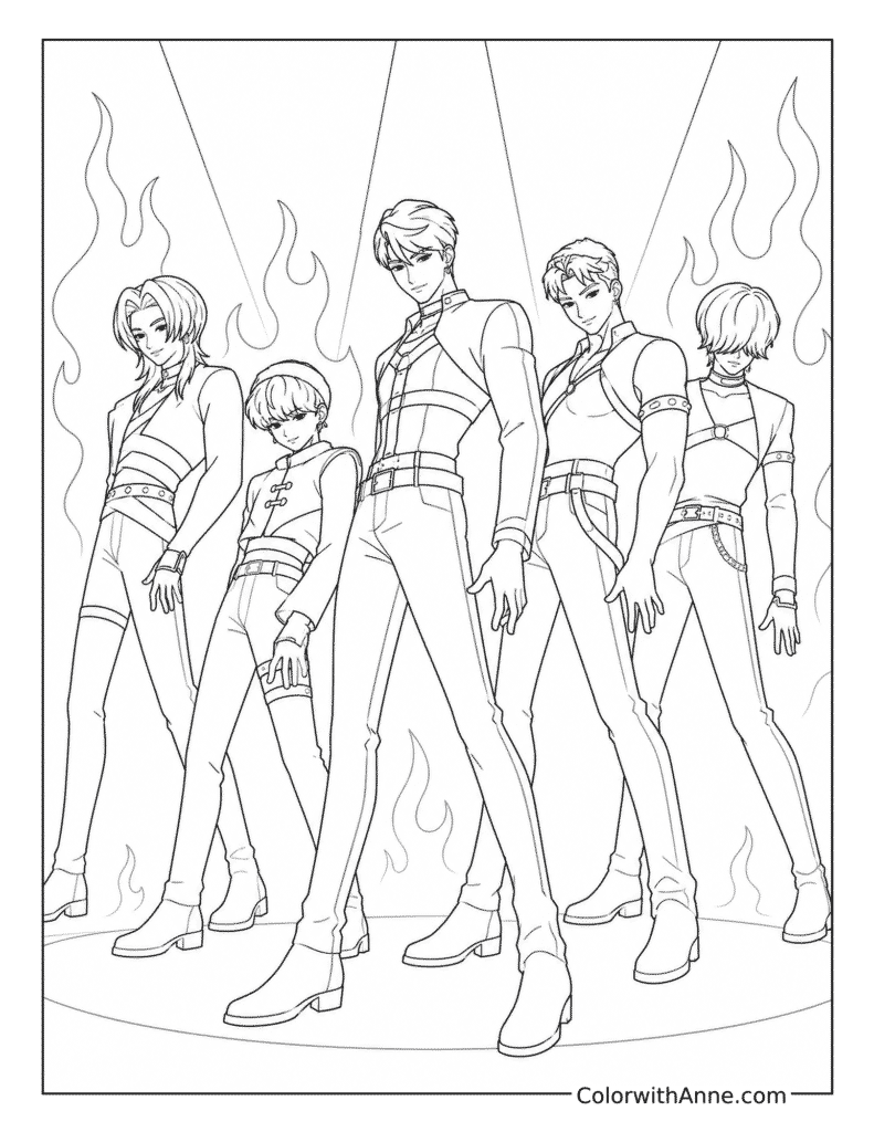 Saja Boys Idol Performance Coloring Page