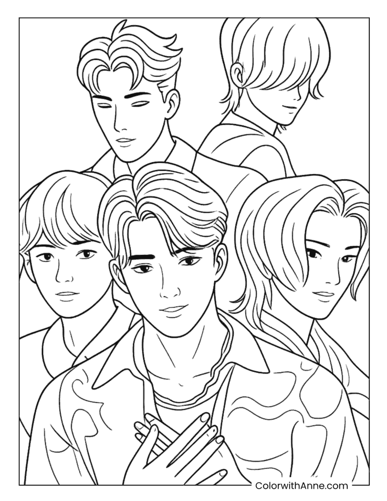 Saja Boys Portrait Collage Coloring Page