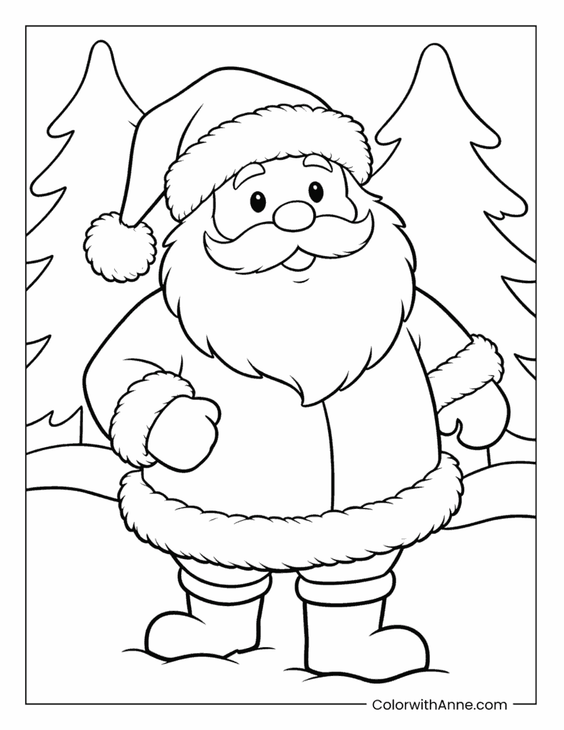 Santa Claus in the Forest Coloring Page