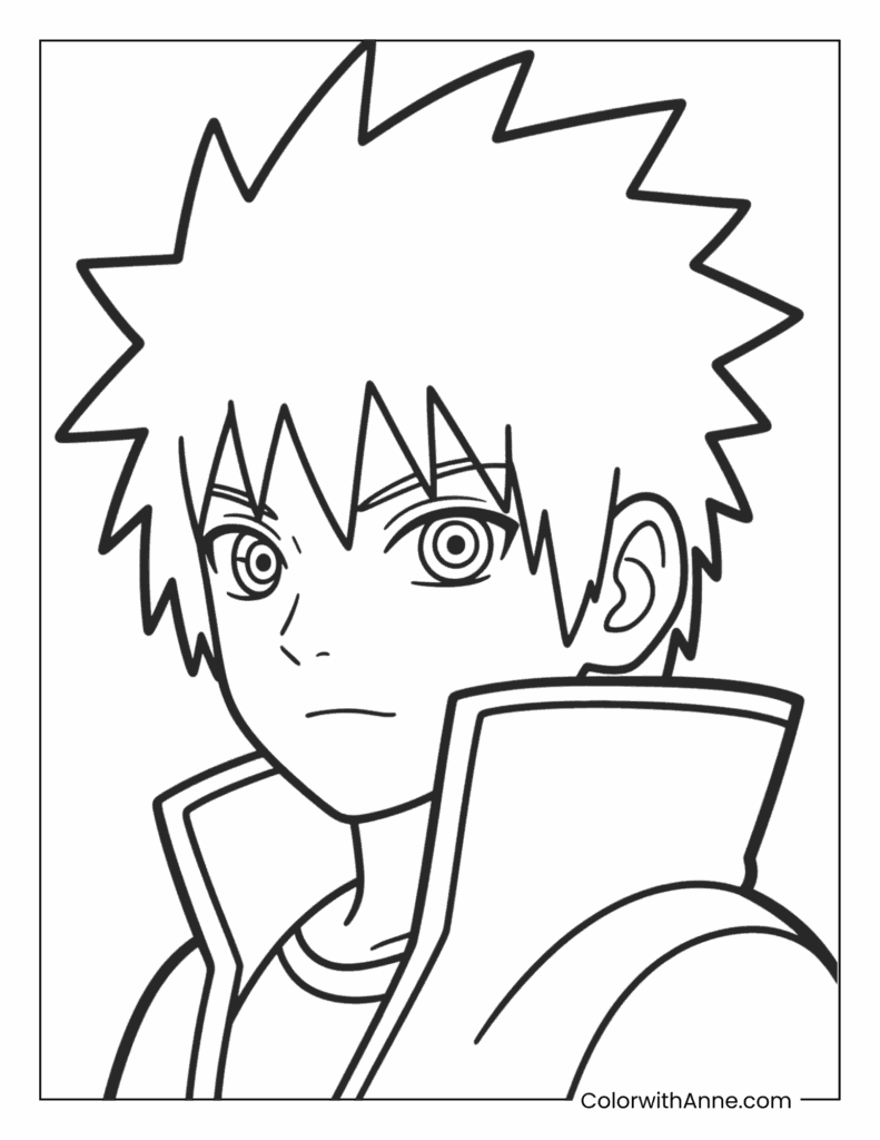 Sasuke Uchiha with Sharingan Coloring Page