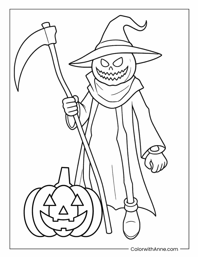 Scarecrow Halloween NPC Coloring Page