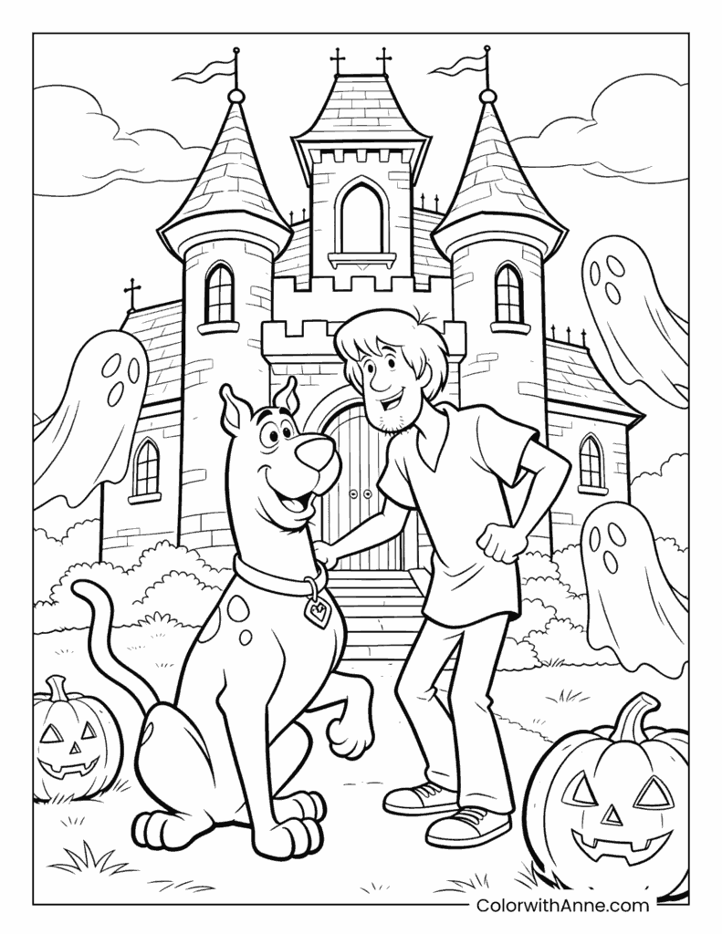 Scooby-Doo, Shaggy, and the Haunted Castle Coloring Page