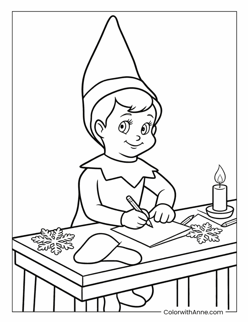 Scout Elf Baking Christmas Cookies Coloring Page