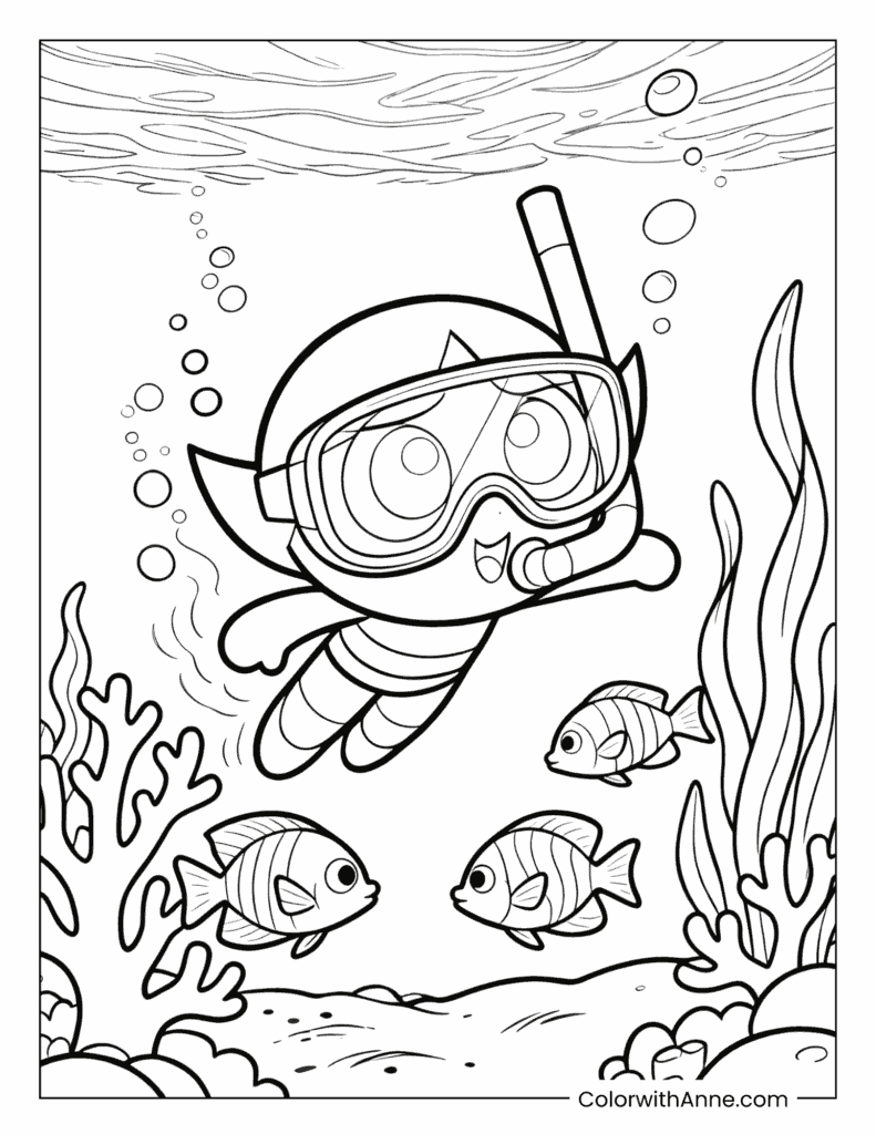 Scuba Buttercup Exploring the Ocean Coloring Page