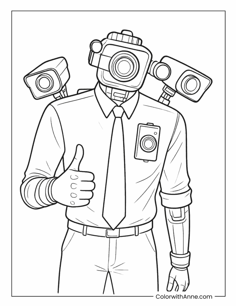 Security Camera Man Giving Thumbs Up Coloring Page