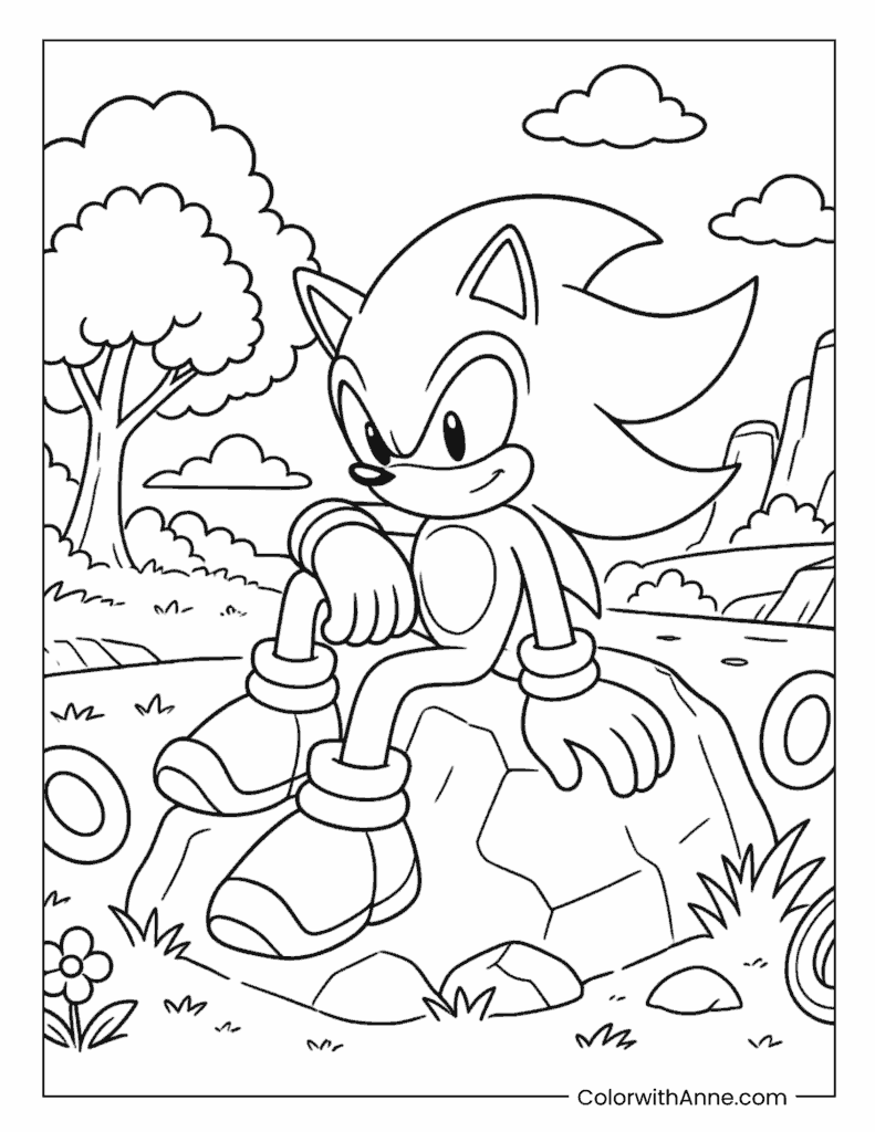 Shadow Resting on a Rock Coloring Page