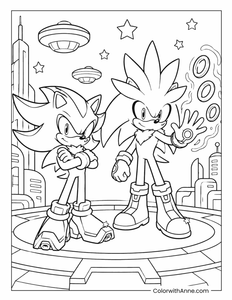 Shadow and Silver Space City Coloring Page