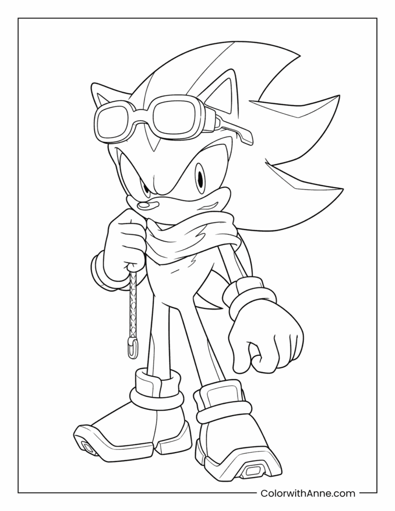 Shadow the Hedgehog Posing Coloring Page