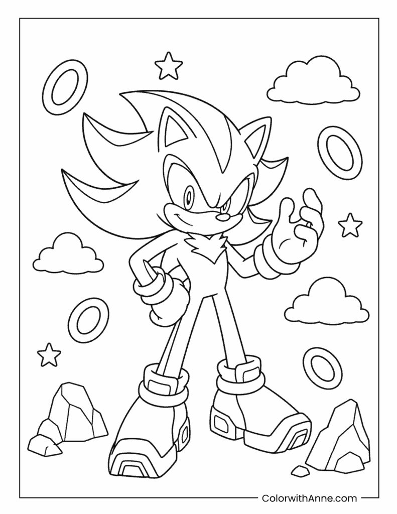 Shadow with Rings and Stars Coloring Page