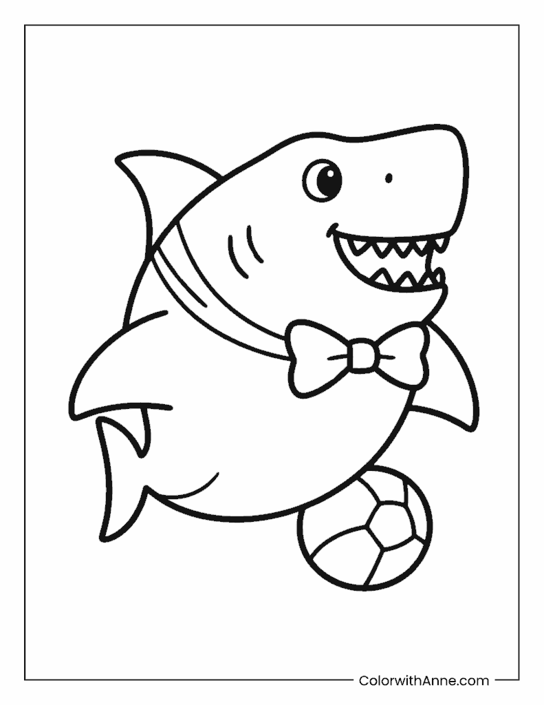 Shark with a Bow Tie Coloring Page