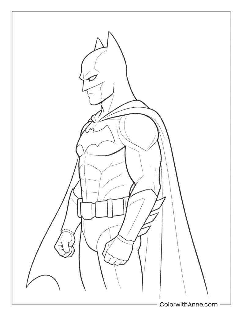 Side View Batman Coloring Page for Kids