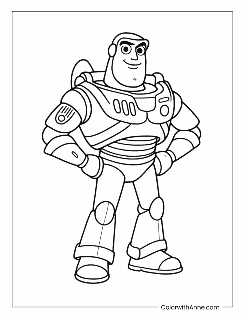 Simple Buzz Lightyear Standing Like a Space Hero Coloring Page