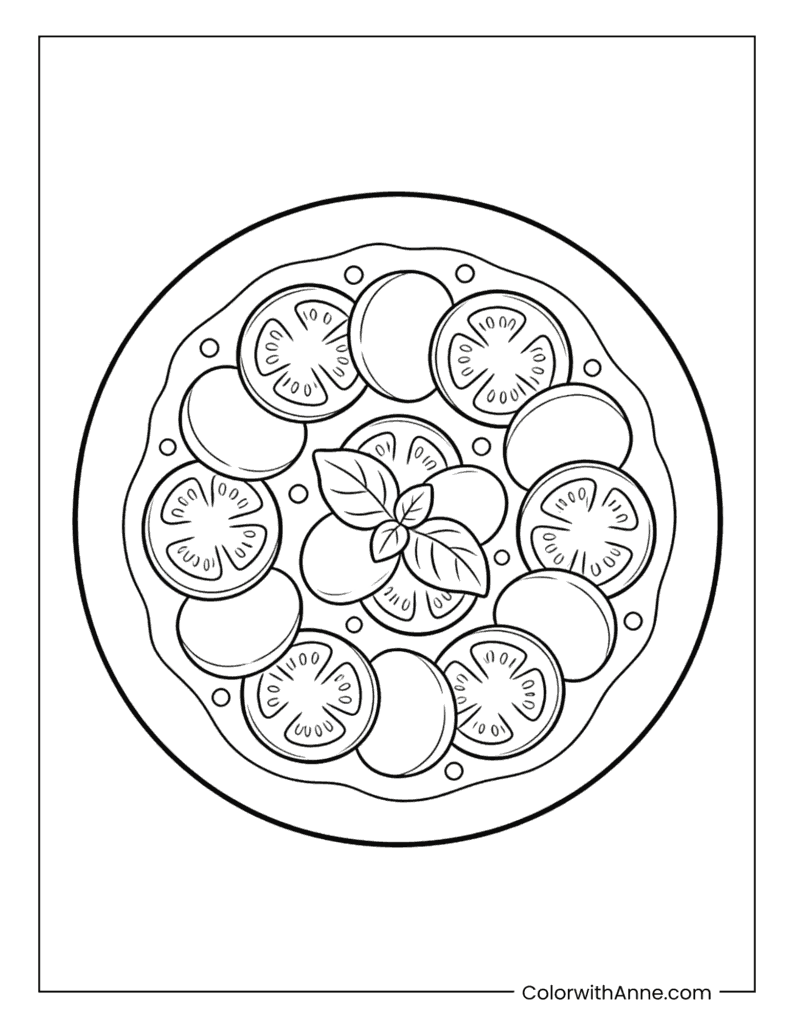 Simple Capri Pizza Coloring Page for Kids