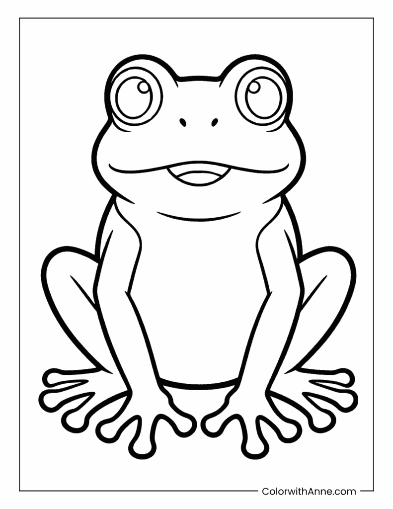 Simple Cartoon Frog with a Smile Coloring Page