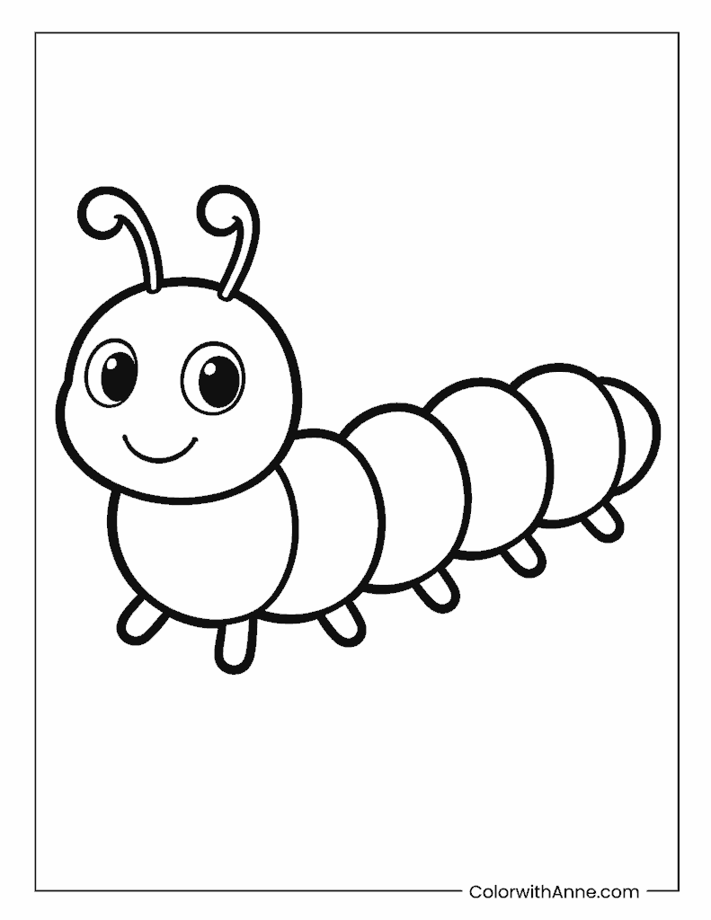 Simple Caterpillar Coloring Page for Kids