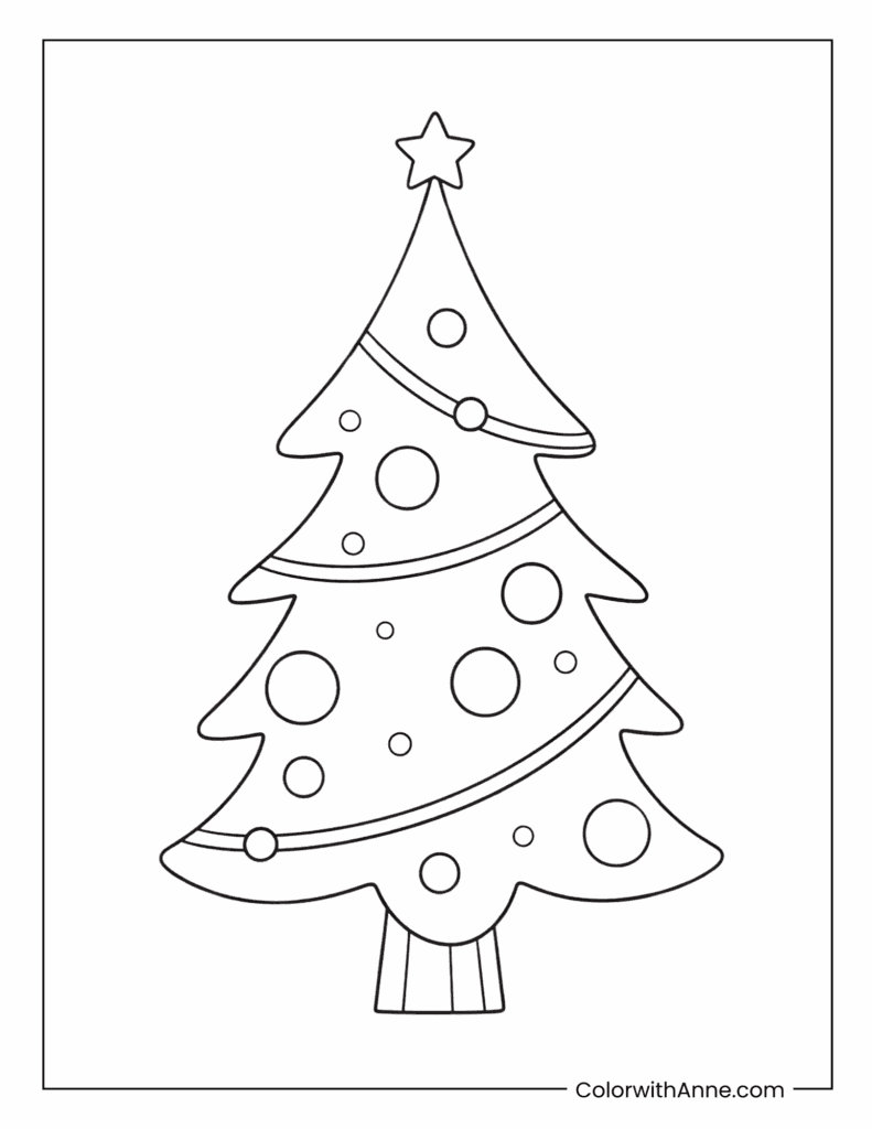 Simple Christmas Tree Coloring Page for Preschoolers