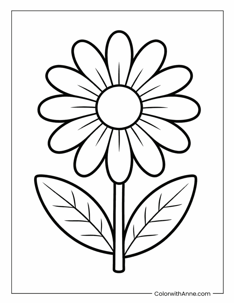Simple Daisy Coloring Page for Kids