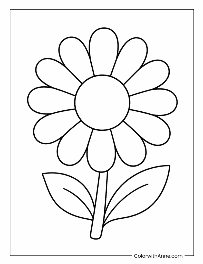 Simple Daisy Flower Coloring Page for Kids