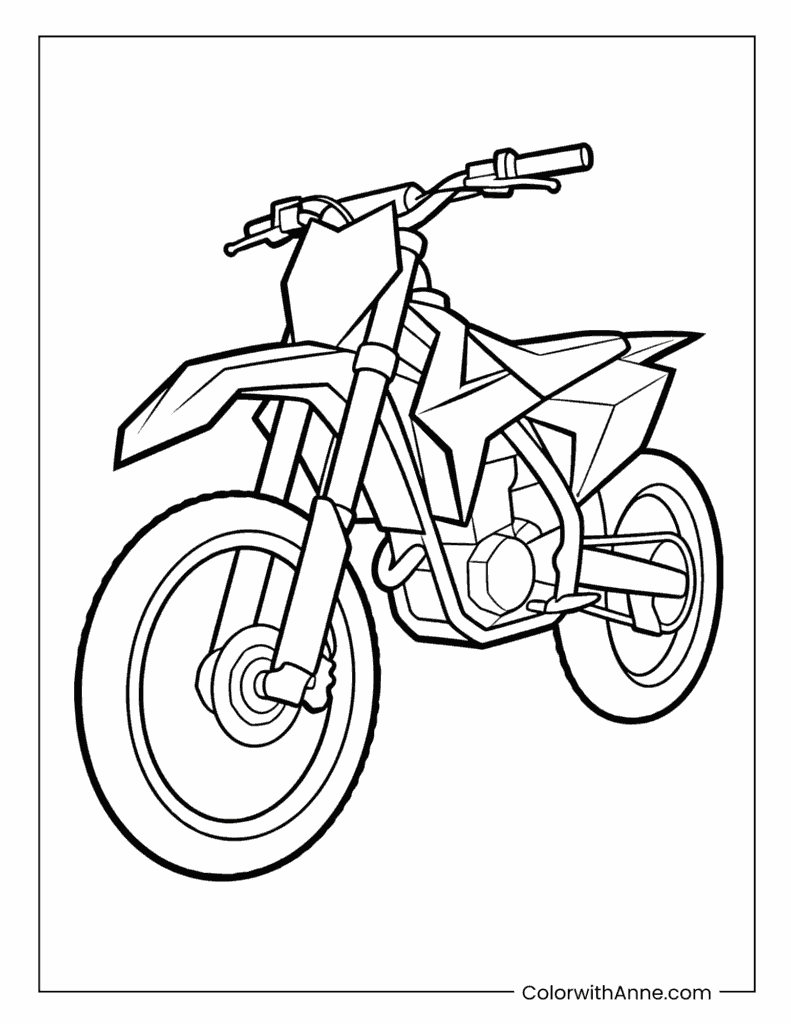 Simple Dirt Bike Coloring Page for Kids